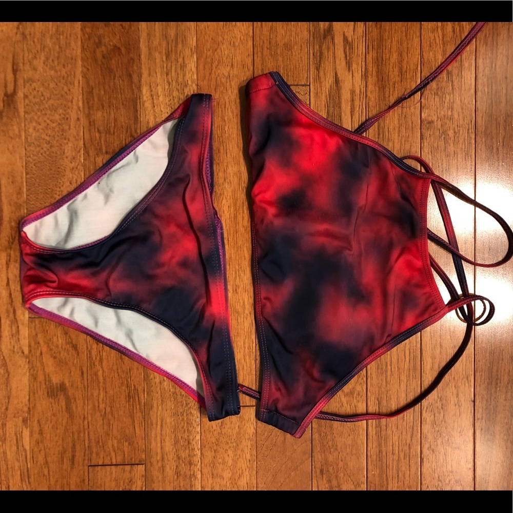 TIE DYE HALTER SWIM SET